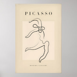 Affiche Chat s'étirant de Picasso, Art linéaire, Animal mi