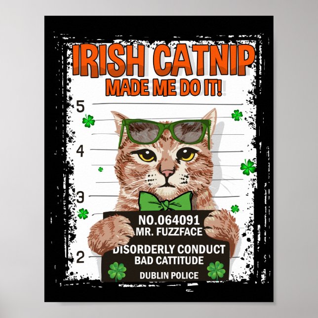 Affiche Chat Shamrock de la fête de la St Patrick (Devant)