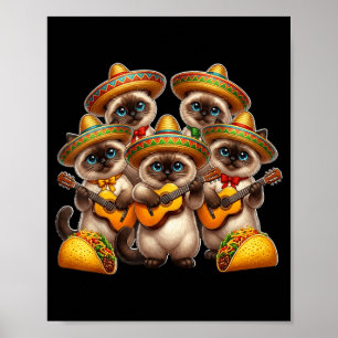 Affiche Chat siamois drôle Cinco De Mayo Chats