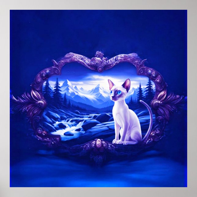 Affiche Chat Siamois En Cadre Pittoresque (Devant)