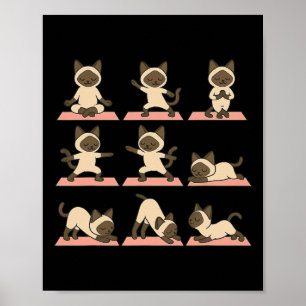 Affiche Chat siamois faisant du yoga végan kawaii zen