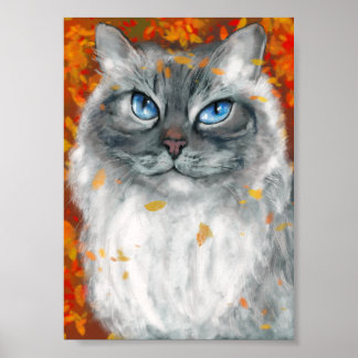 Affiche Chat sibérien aux couleurs d'automne