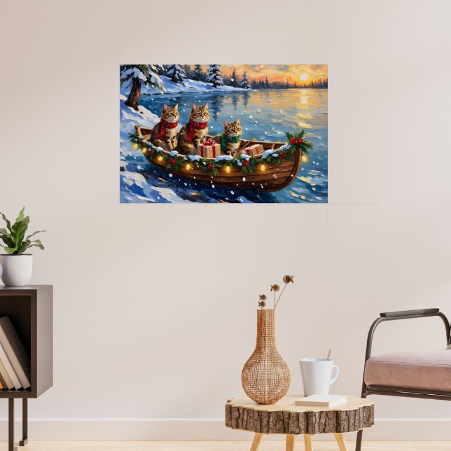 Affiche Chat Sibérien Noël Bateau Fêtes (Salon 3)