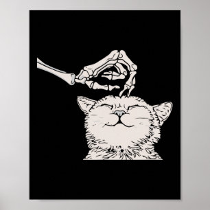 Affiche Chat Skeleton main Lazy Halloween Costume Cool os