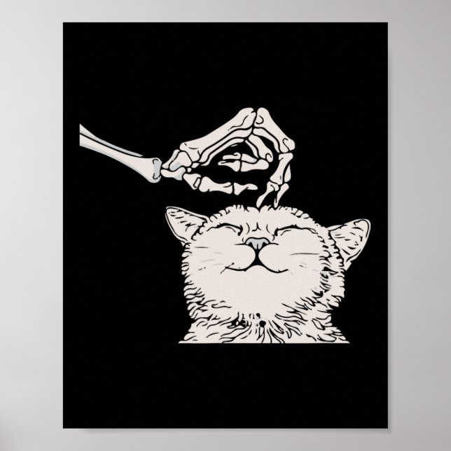 Affiche Chat Skeleton main Lazy Halloween Costume Cool os (Devant)