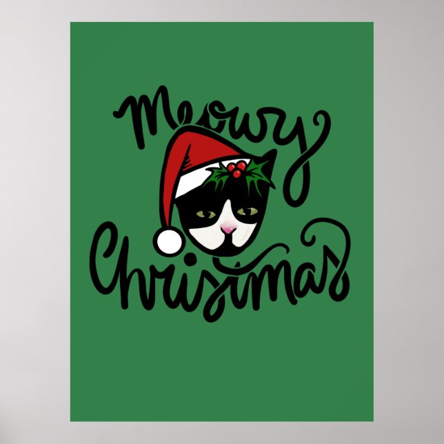 Affiche Chat Smoking Noël (Devant)