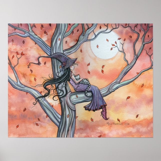 Affiche Chat Sorcière Automne par Molly Harrison (Devant)