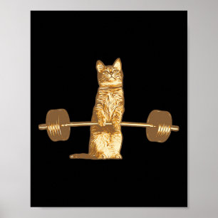 Affiche Chat souleve des poids Meow musculation musculatio