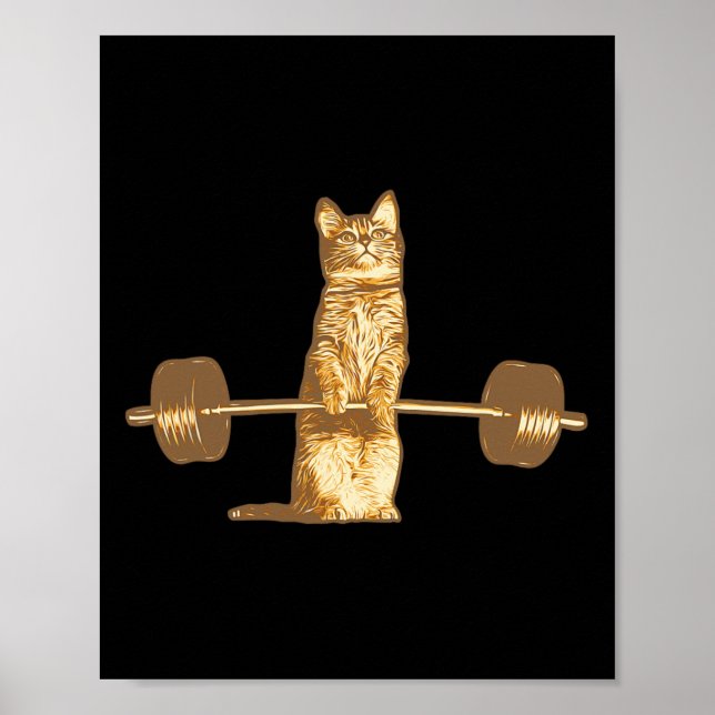 Affiche Chat souleve des poids Meow musculation musculatio (Devant)