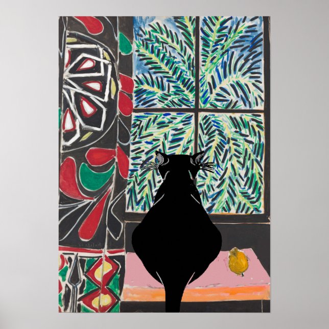 Affiche Chat sous fenêtre, après Matisse (Devant)