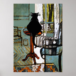 Affiche Chat sous fenêtre, après Matisse