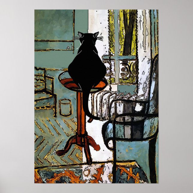 Affiche Chat sous fenêtre, après Matisse (Devant)