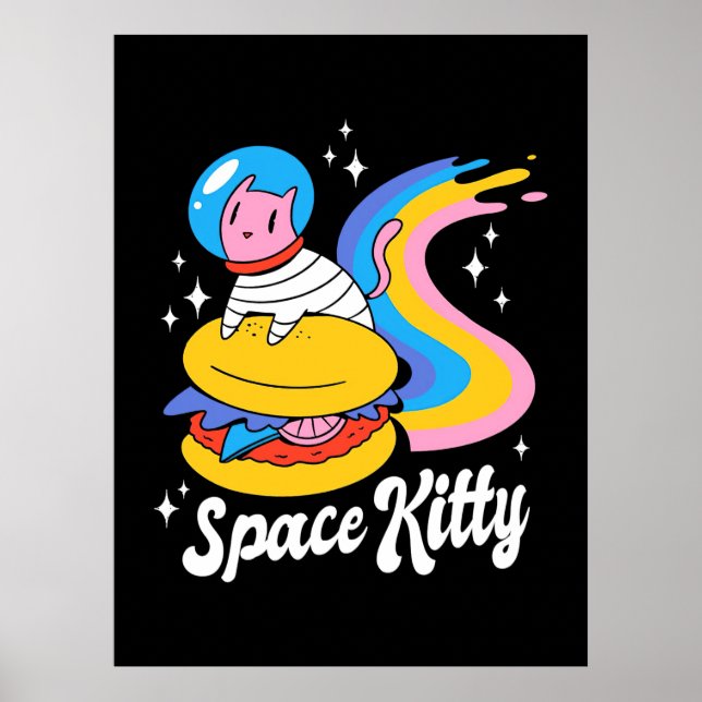 Affiche Chat spatial astronaute (Devant)