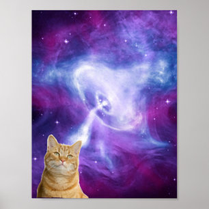 Affiche Chat spatial de galaxie cosmique
