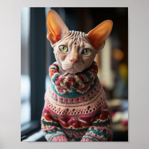 Affiche Chat Sphynx avec pull