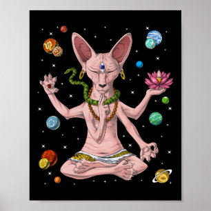 Affiche Chat Sphynx Chat sans poils Zen Yoga Méditation Es
