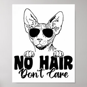 Affiche Chat Sphynx Drôle Pas de Cheveux Peu Importe Chauv