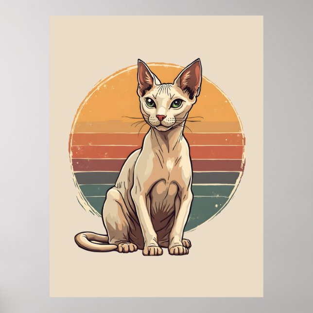 Affiche Chat Sphynx Maman Art Rétro Vintage (Devant)