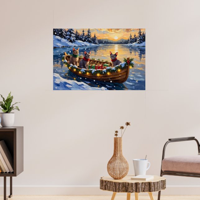 Affiche Chat Sphynx Noël Bateau Fêtes (Salon 3)