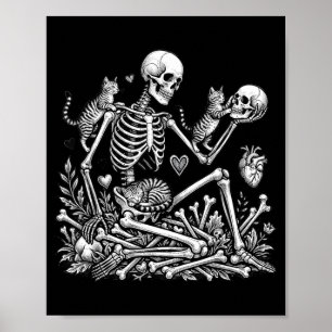 Affiche Chat squelette Crâne Kitty Mignon Halloween Hommes