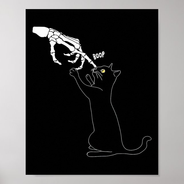 Affiche Chat Squelette Main Boop Chat Nez Drôle Halloween  (Devant)