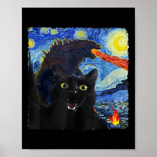 Affiche Chat Starry Nuit Van Gogh Chat Pour Amoureux des c
