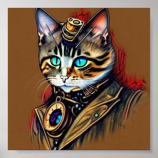 Affiche Chat Steampunk (Devant)