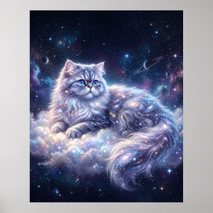 Affiche Chat Stellaire Persan Nuage d'Étoiles Art