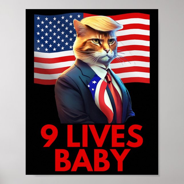 Affiche Chat Suite Avec Trump Cheveux Drapeau Américain Ne (Devant)
