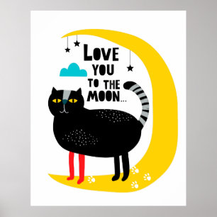 Affiche Chat sur la lune