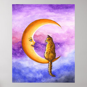 Affiche Chat sur la lune 673