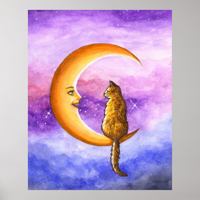 Affiche Chat sur la lune 673 (Devant)
