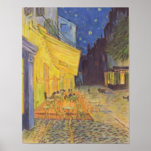 Affiche Chat sur la terrasse du café le soir Vincent van G