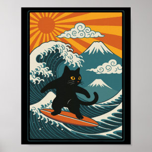 Affiche Chat Surfant Japonais _2
