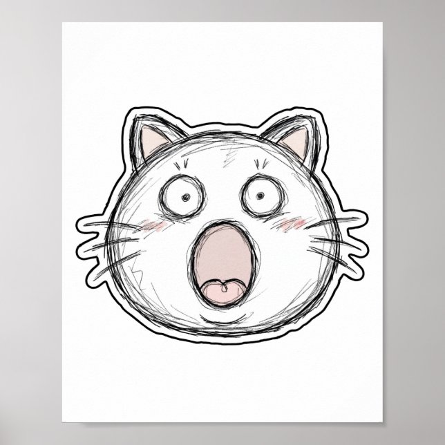 Affiche Chat surpris bouche ouverte (Devant)