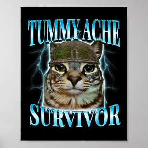Affiche Chat survivant des maux de ventre Mème Citation dr