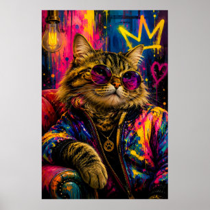 Affiche Chat tabby cool portant des lunettes de soleil dan