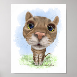 Affiche Chat Tabby Dessin Animé Drôle