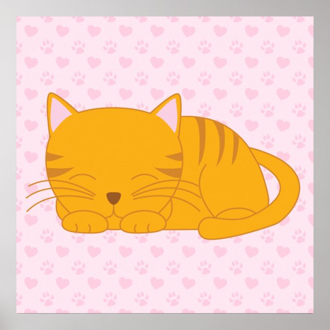 Affiche Chat Tabby Orange Dormant (Devant)