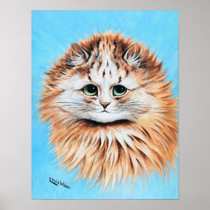 Affiche Chat tigré aux yeux verts, Louis Wain