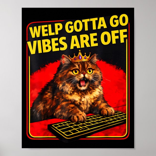 Affiche Chat tigré drôle de chaton faut que je parte dire  (Devant)
