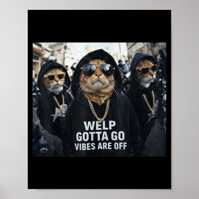 Affiche Chat tigré drôle de chiot faut que je parte Citati (Devant)