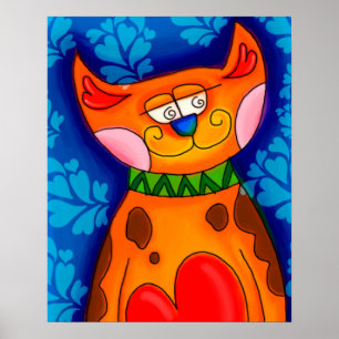 Affiche Chat tigré orange souriant