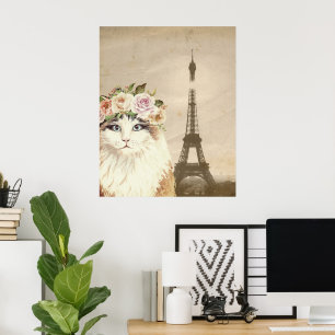 Affiche Chat & Tour Eiffel