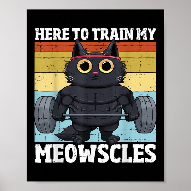Affiche Chat Train Mes Meowscles Drôle Gym Travail Femme C (Devant)