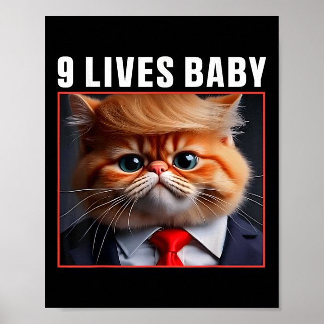 Affiche Chat Trump 9 Vies Bébé _1  (Devant)