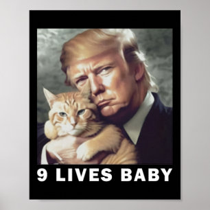 Affiche Chat Trump 9 Vies par Trump 2024 Gagne Victoire Va