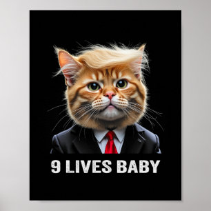 Affiche Chat Trump 9 Vies par Trump 2024 Gagne Victoire Va