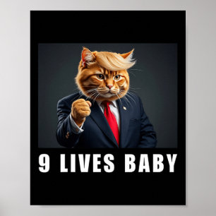 Affiche Chat Trump 9 Vies Par Trump 2024 Gagne Victoire Va