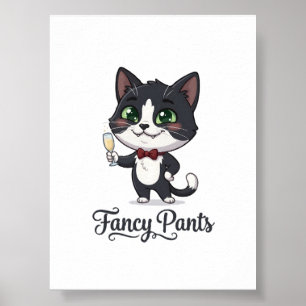 Affiche Chat Tuxedo Fancy Pants Porte un Toast